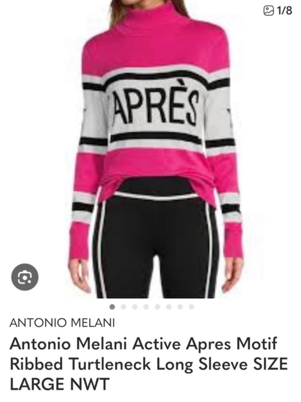 ANTONIO MELANI Pink White Black 'APRÈS' Ribbed Turtleneck Sweater